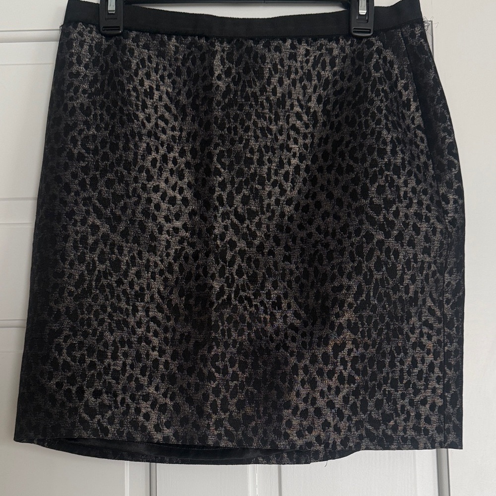 Ann Taylor Black Leopard Pencil Skirt